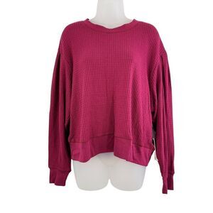 Treasure & Bond Women Crew Neck Drop Shoulder Puff Long Sleeve Sweatshirt L NWT